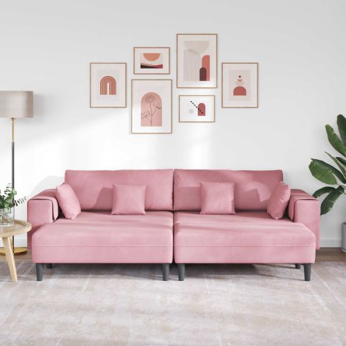 Диван 3 pcs Розово 250 x 188 x 76 см Кадифе