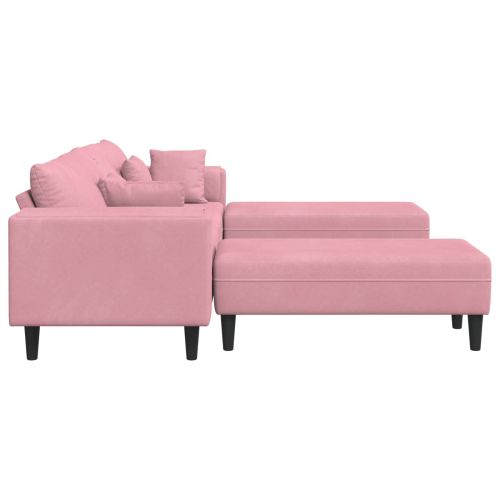 Диван 3 pcs Розово 250 x 188 x 76 см Кадифе