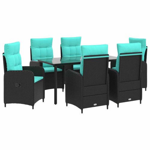 Комплект кафе маси 7 pcs PE ратан и стомана с прахово покритие