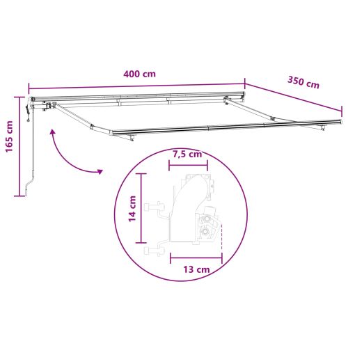 Прибираща се тента Пясък 400 × 350 cm Тъкан и алуминий