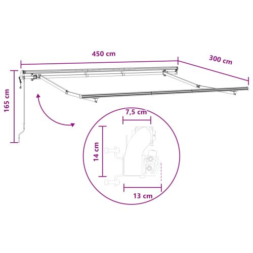 Прибираща се тента Пясък 450 × 300 cm Тъкан и алуминий