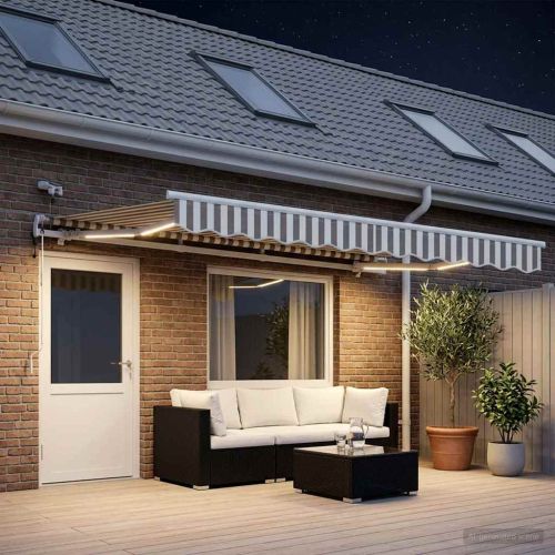 Прибираща се тента Светлосив и бял 450 × 300 cm Полиестер