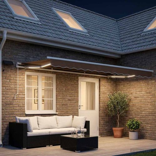 Прибираща се тента Таупе 500 × 300 cm Тъкан и алуминий
