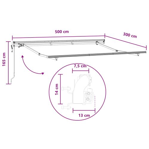 Прибираща се тента Светлосив и бял 500 × 300 cm