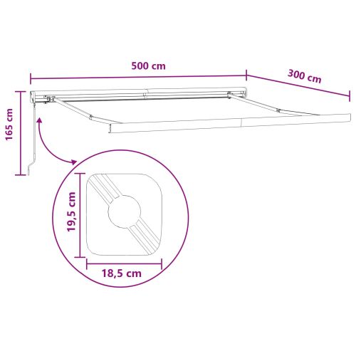 Прибираща се тента Светлосив и бял 500 × 300 cm
