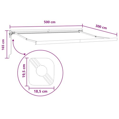 Прибираща се тента Таупе 500 × 300 cm Текстил и Метал