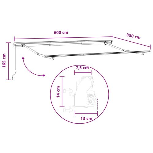 Прибираща се тента Светлосив и бял 600 × 350 cm