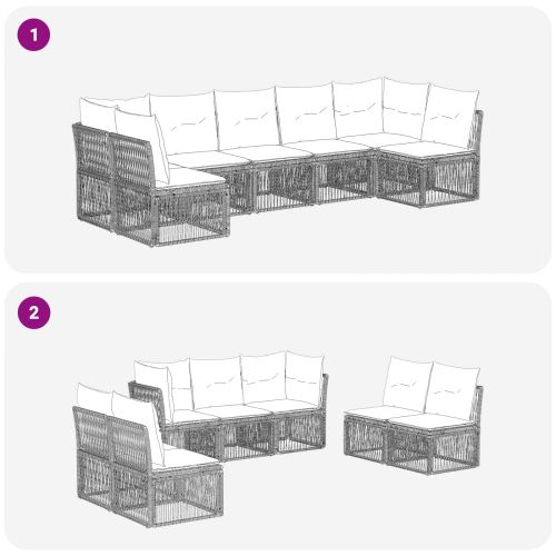 Градински Софа Комплект 7 pcs Бежово полиратан