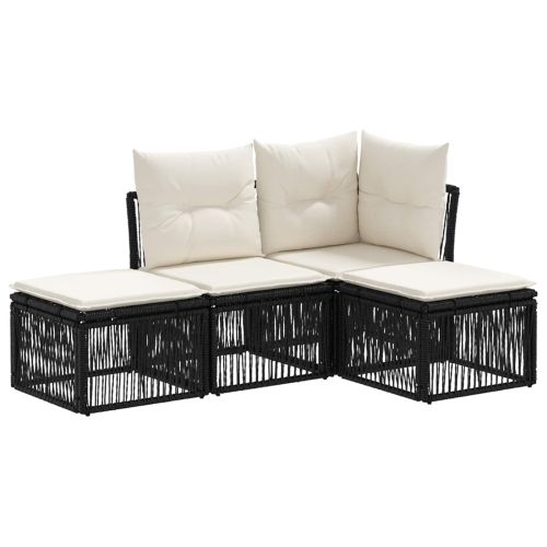 Градински Софа Комплект 4 pcs Черно полиратан
