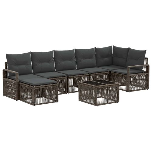 Градински Софа Комплект 8 pcs Сиво полиратан