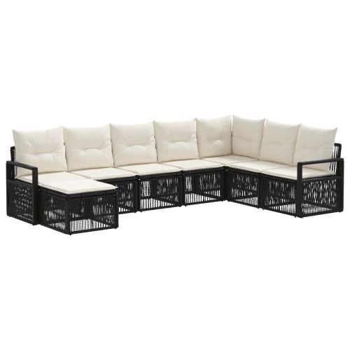Градински Софа Комплект 8 pcs Черно полиратан