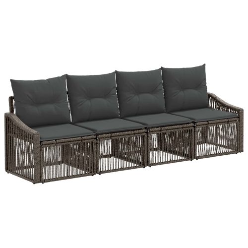 Градински Софа Комплект 4 pcs Сиво полиратан