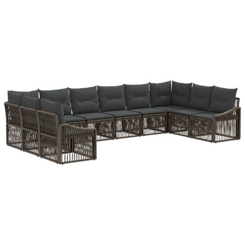 Градински Софа Комплект 10 pcs Сиво полиратан