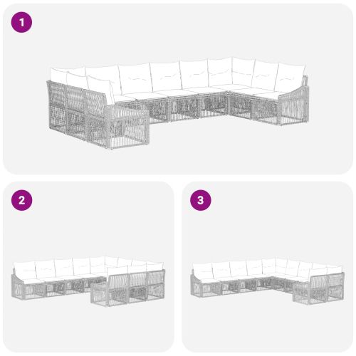 Градински Софа Комплект 10 pcs Бежово полиратан