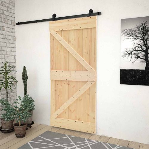 Преплъзваща се врата Естествено и черно 80 x 210 cm