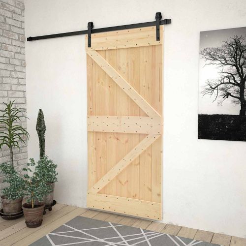 Преплъзваща се врата Естествено и черно 90 x 210 cm