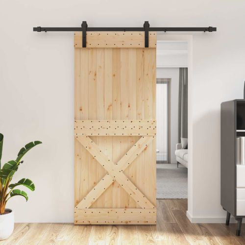 Преплъзваща се врата Естествено и черно 90 x 210 cm