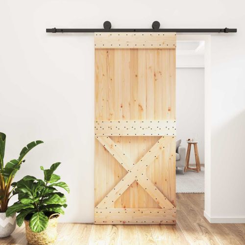 Преплъзваща се врата Естествено и черно 90 x 210 cm