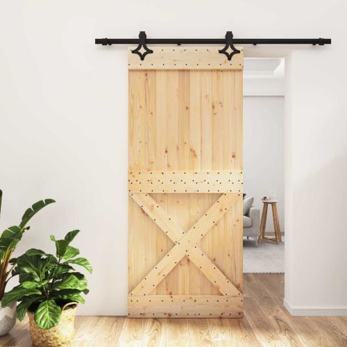 Преплъзваща се врата Естествено и черно 90 x 210 cm