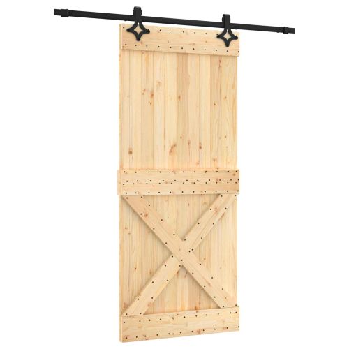 Преплъзваща се врата Естествено и черно 90 x 210 cm