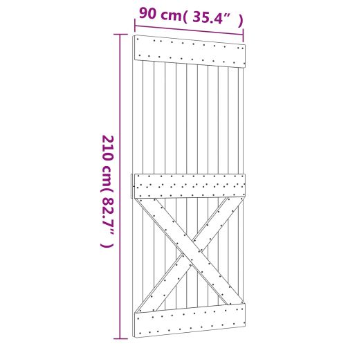 Преплъзваща се врата Естествено и черно 90 x 210 cm