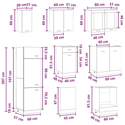 Кухненски единица Lyon 8 pcs Дъб артизан Инженерна дървесина