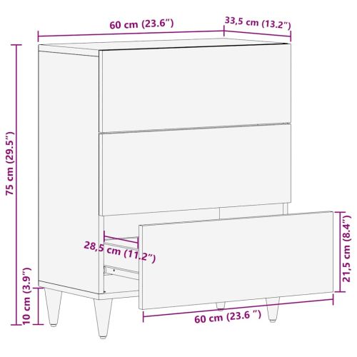 Служебен шкаф Кафяво 60 x 33 x 75 cm Солидно мангово дърво