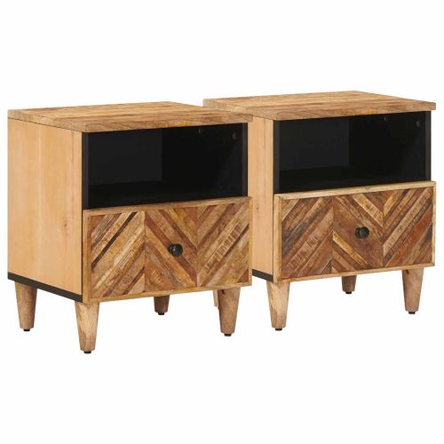 Нощно шкафче 2 pcs Кафяво 50 x 33 x 60 см Солидно мангово дърво