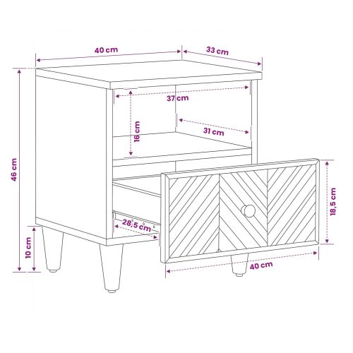 Нощно шкафче 2 pcs Кафяво 50 x 33 x 60 см Солидно мангово дърво