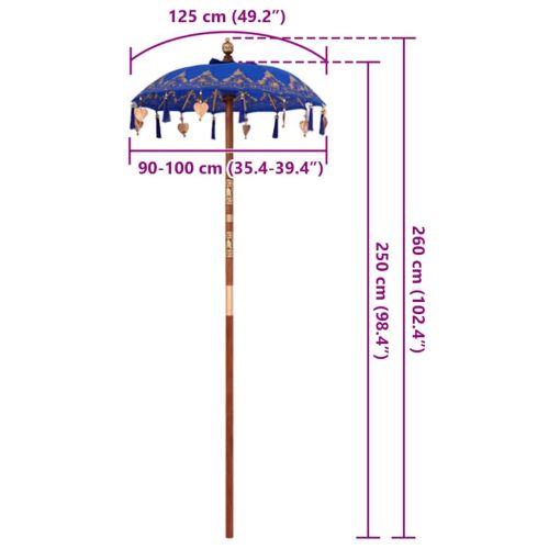 Балийски Парасол Синьо 125 x 125 x 260 см