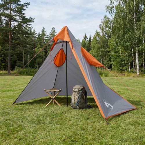 Дъждовен пончо 2 в 1 с качулка Сив и оранжев 262 x 126 x 130 см