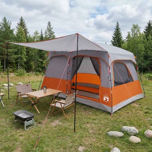 Семейна палатка Сив и оранжев 320 x 210 x 180 см Полиестер