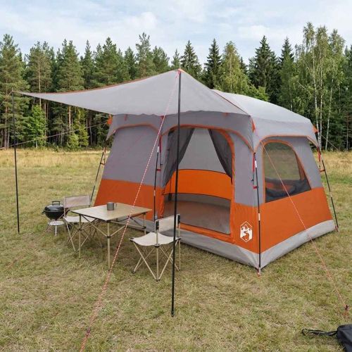 Семейна палатка Сив и оранжев 380 x 260 x 190 см Полиестер