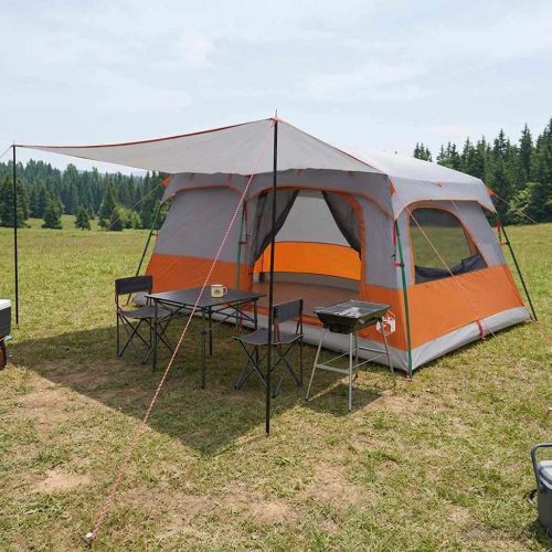 Семейна палатка с покрив Сив и оранжев 500 x 400 x 230 см