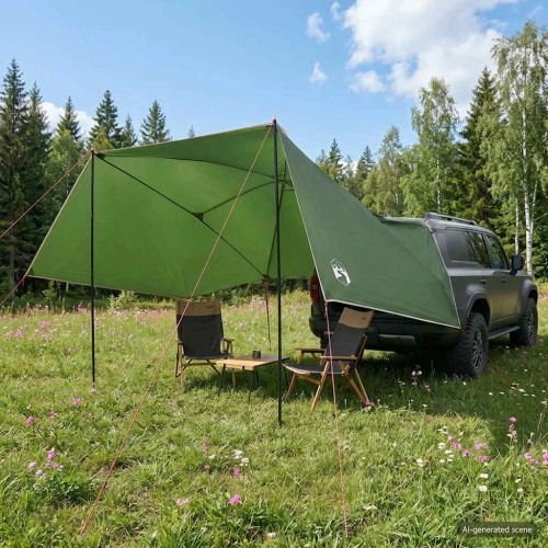Автомобилна палатка с покрив Зелено 308 x 215 x 220 см
