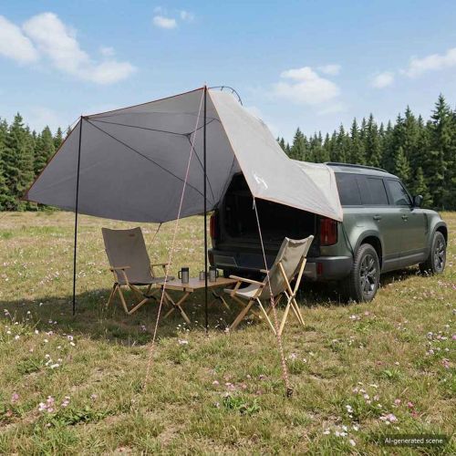 Автомобилна палатка с покрив Сив и оранжев 350 x 250 cm