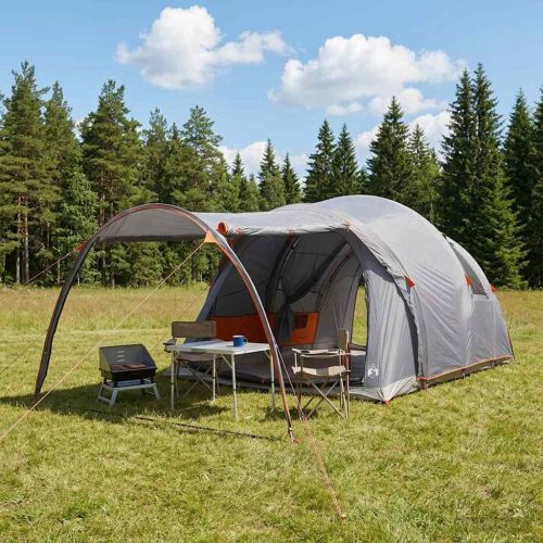 Тунелна палатка с покрив Сив и оранжев 370 x 275 x 210 см