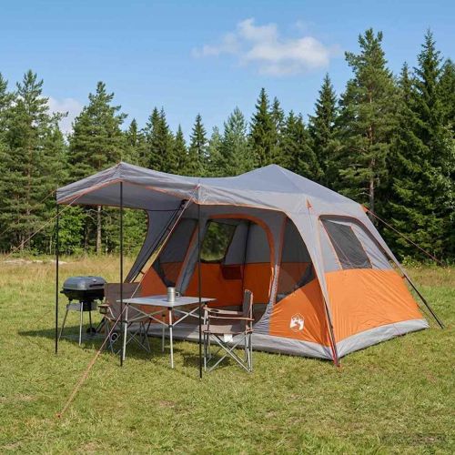Семейна палатка с покрив Сив и оранжев 305 x 275 x 190 см