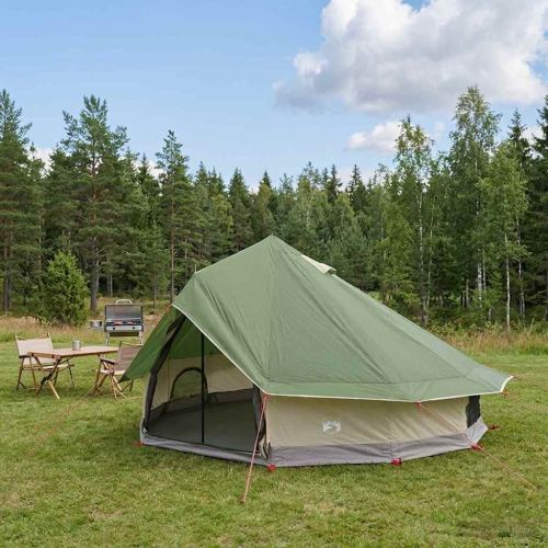 Палатка типи Зелено 700 x 700 x 395 см Полиестер и стомана
