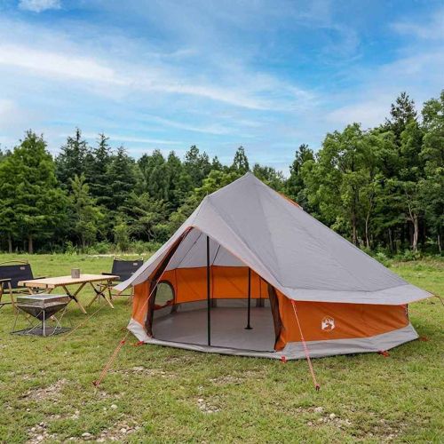 Палатка типи с покрив Сив и оранжев 700 x 700 x 395 см