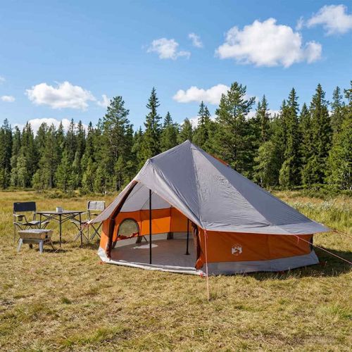 Палатка типи с покрив Сив и оранжев 800 x 800 x 430 см