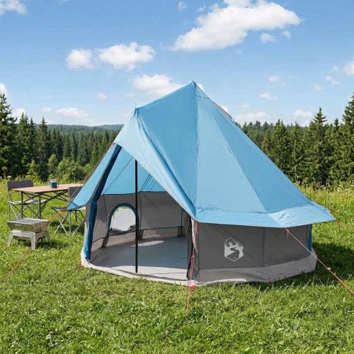 Палатка типи с покрив Синьо 250 x 250 cm Полиестер и стомана