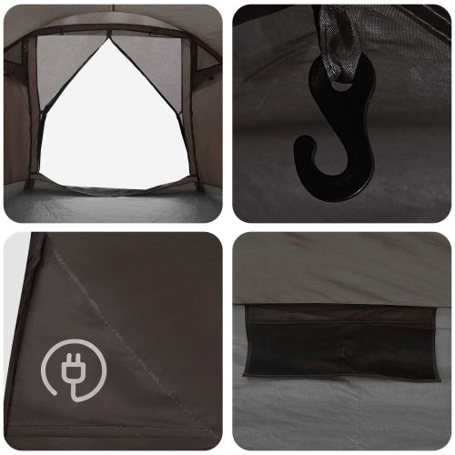 Кабинна палатка Кафяво сиво 4-местна Полиестер и стомана