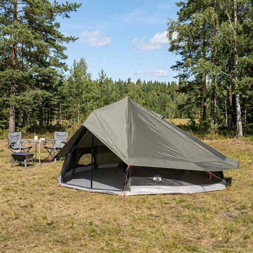 Палатка типи Кафяво Сиво 800 x 800 x 430 см Полиестер и стомана