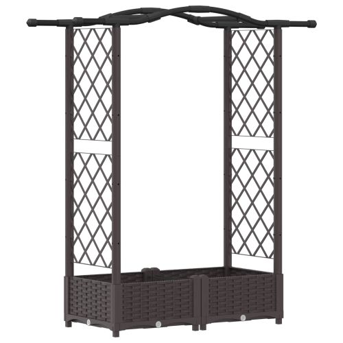 Повдигнато легло с решетка и покривка Кафяво 124 x 40 x 123 см