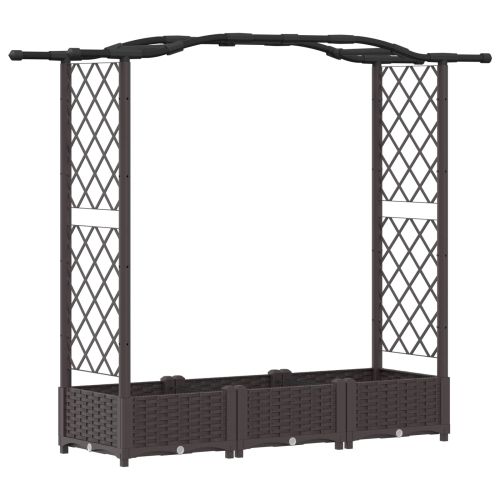 Повдигнато легло с решетка и покривка Кафяво 169 x 40 x 123 см