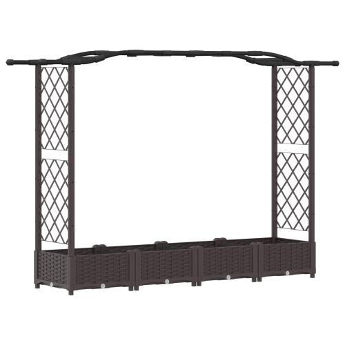 Повдигнато легло с решетка и покривка Кафяво 207 x 40 x 123 см