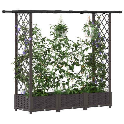Повдигнато легло с решетка и покривка Кафяво 164 x 40 x 121 см