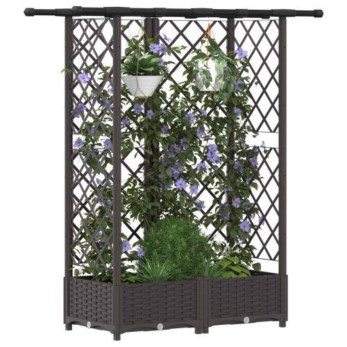 Повдигнато легло с решетка и покривка Кафяво 124 x 40 x 121 см