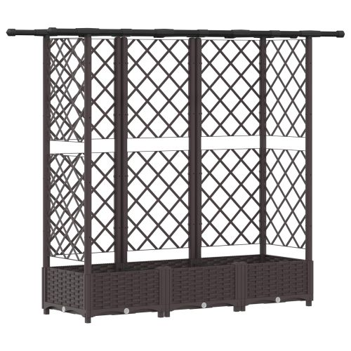Повдигнато легло с решетка и покривка Кафяво 164 x 40 x 121 см